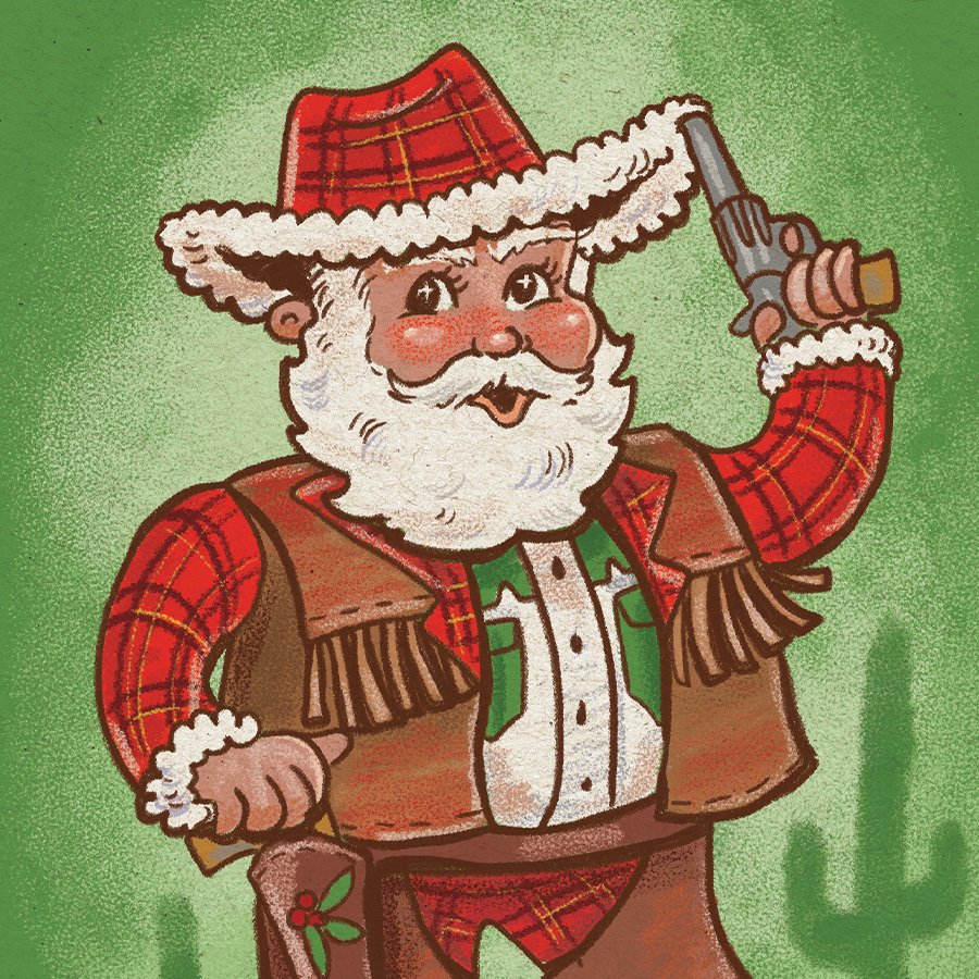 cowboy santa illustration