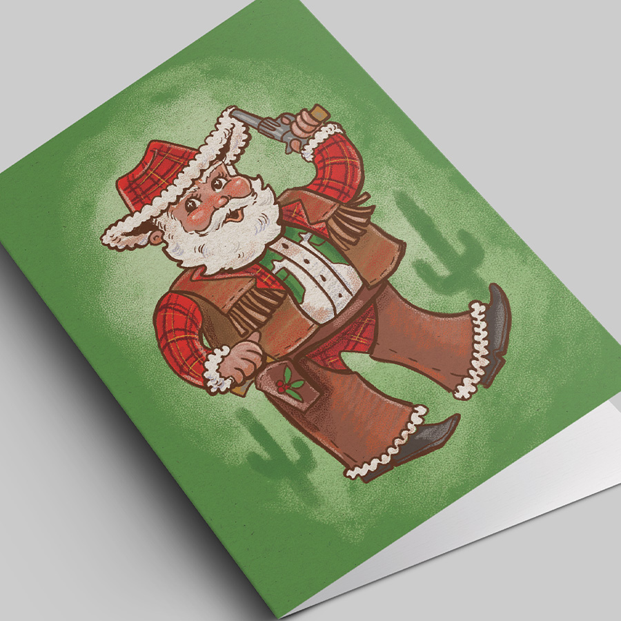 cowboy santa card front